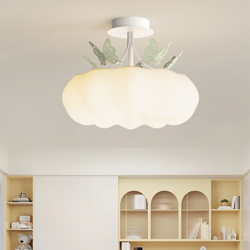 Luz de techo semiempotrada LED de calabaza mariposa redonda de PE de hierro minimalista moderno para dormitorio 