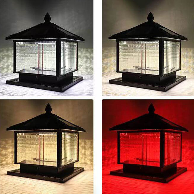 Moderne rétro carré en aluminium moulé sous pression verre solaire extérieur jardin paysage colonne tête lumière 