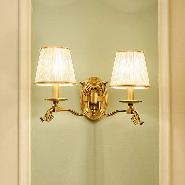 Lámpara Aplique de Pared de Cúpula de Cobre de Lujo Moderno de Tela 1/2-Luz para Sala de Estar 