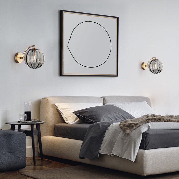 Zeitgenössische skandinavische runde Kugel Eisen Glas 1-Licht Wandleuchte Lampe für Wohnzimmer