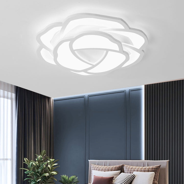 Moderne minimalistische Rose Form Eisen Acryl LED Unterputz Deckenleuchte für Schlafzimmer 