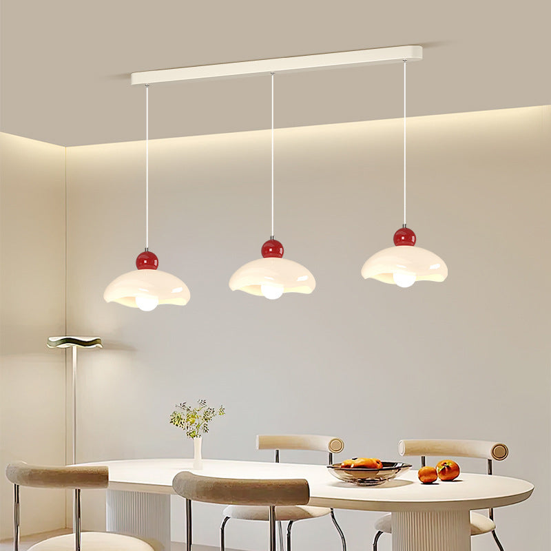 Zeitgenössischer nordischer Kirschglas-Eisen-3-Licht-Insel-Kronleuchter für Wohnzimmer 