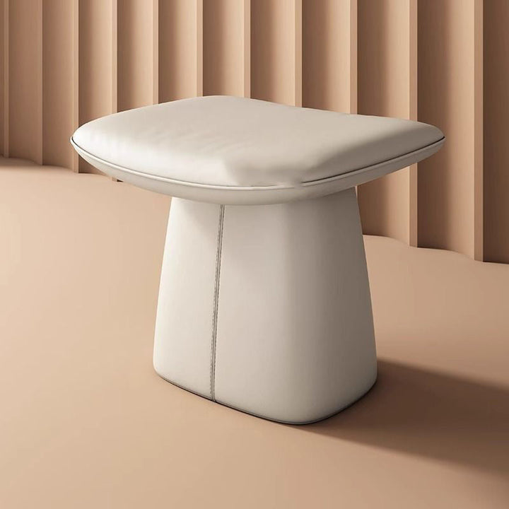Modern Minimalist Square Microfiber Leather Pine Wood Vanity Stool Backless Armless For Bedroom