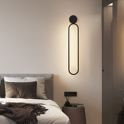 Moderne minimalistische runde lange Acryl Eisen LED Wandleuchte Lampe für Wohnzimmer 