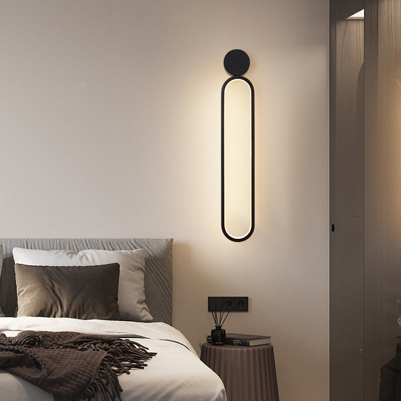Moderne minimalistische runde lange Acryl Eisen LED Wandleuchte Lampe für Wohnzimmer 