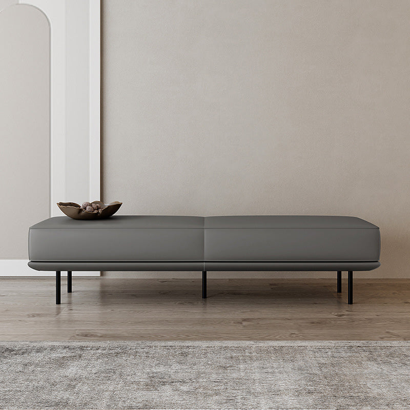 Modern Minimalist Rectangular Microfiber Leather Plywood Steel Sponge End Of The Bed Low Stool Backless For Bedroom