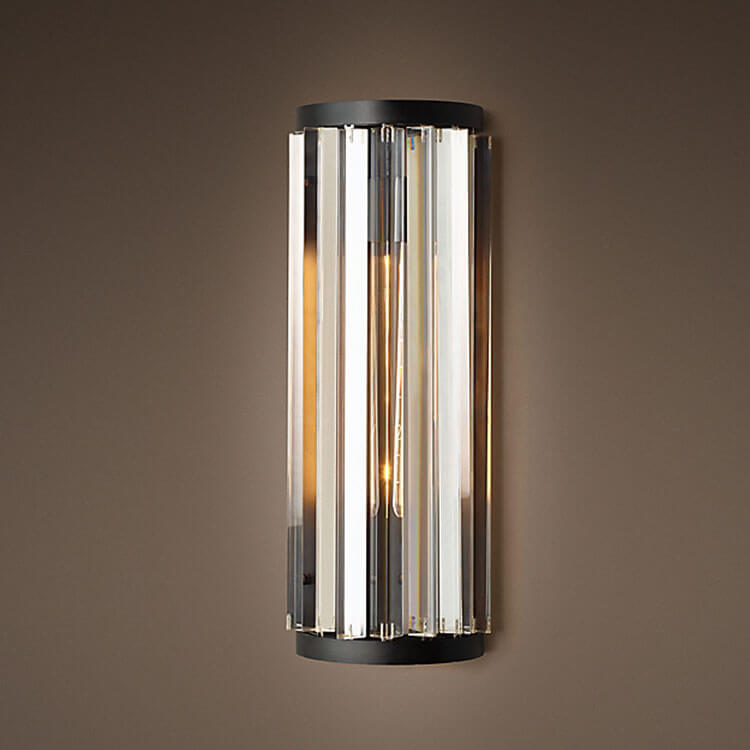 Vintage Minimalist Half-Cylinder Crystal 1-Light Wall Sconce Lamp