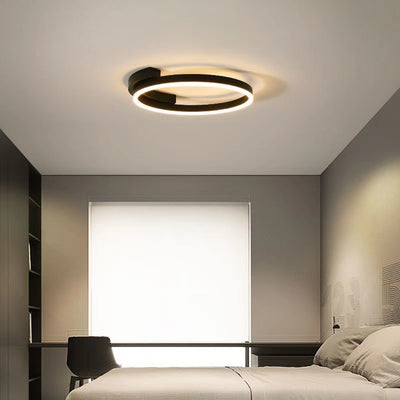 Modern Minimalist Acrylic Shade Aluminum Iron Circle Ring LED Flush Mount Ceiling Light For Living Room