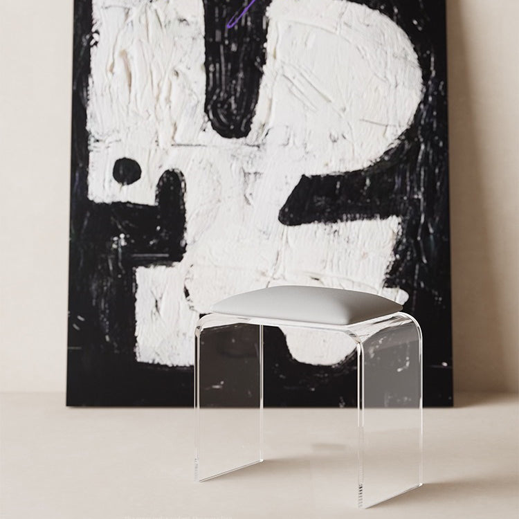 Tabouret de vanité en cuir acrylique rectangulaire minimaliste moderne pour chambre 