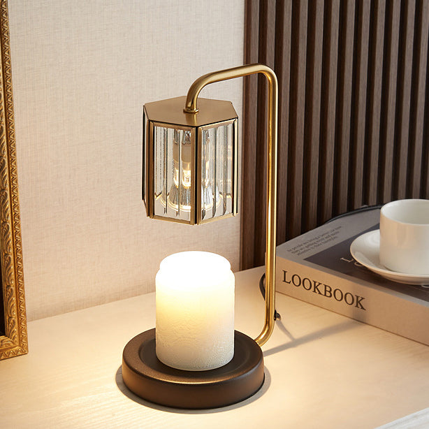 Contemporary Retro Iron Glass Cylinder Shade 2-Light Melting Wax Table Lamp For Bedroom