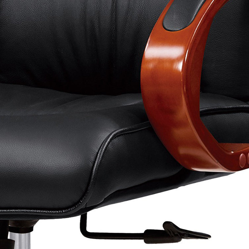 Moderner minimalistischer gebogener PU-Leder-Schwamm-Massivholz-Nylon-Schreibtischstuhl mit Rückenlehne und Armlehne für das Home Office 