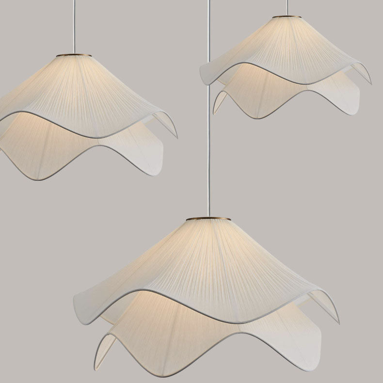Moderne Übergangs-Petal-Eisen-Stoff 1-Licht Pendelleuchte für Wohnzimmer 