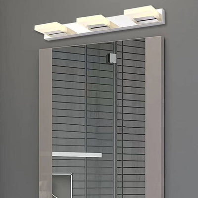 Lámpara de pared frontal de espejo de tocador de baño LED cuadrada de acero inoxidable acrílico simple nórdico 