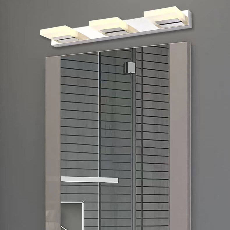 Lámpara de pared frontal de espejo de tocador de baño LED cuadrada de acero inoxidable acrílico simple nórdico 