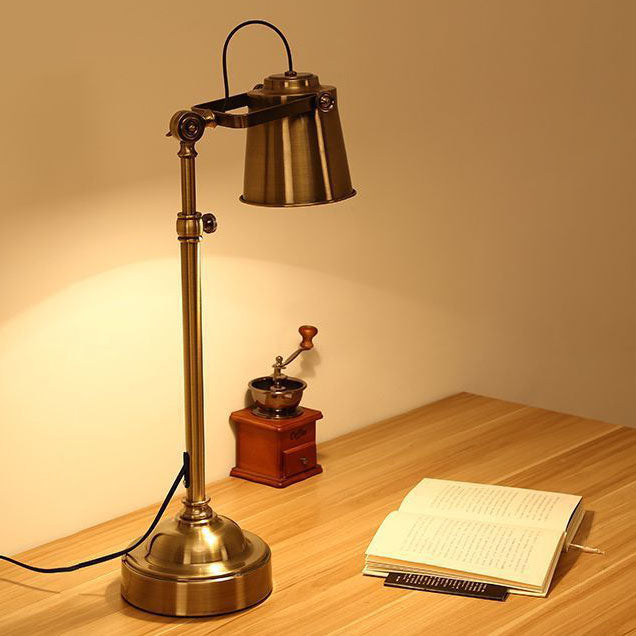 Contemporary Industrial Cylinder Brass 1-Light Table Lamp For Bedroom