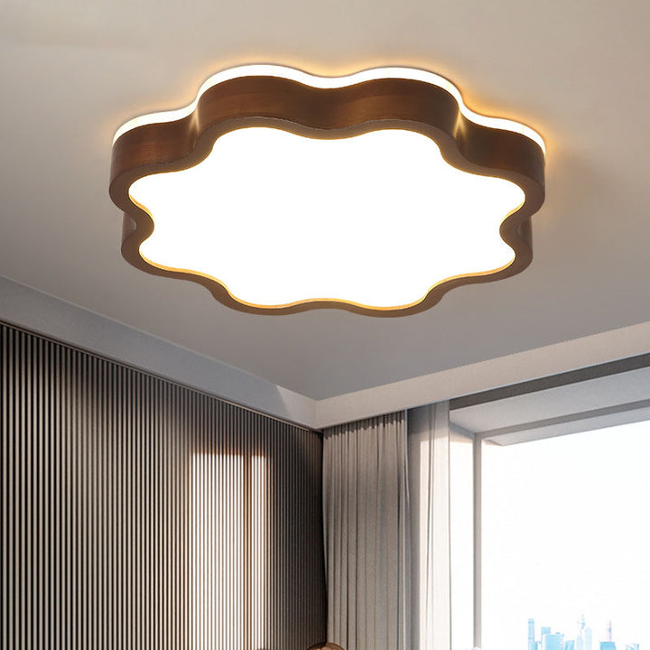 Luz de techo LED de montaje empotrado de acrílico y madera en forma de ciruela creativa contemporánea para dormitorio 