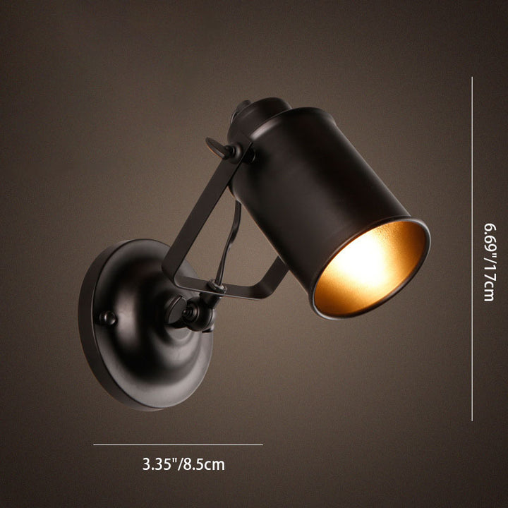 Contemporary Industrial Iron Cylinder 1-Light Spotlight Wall Sconce Lamp For Entertainment Room