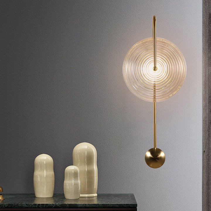 Zeitgenössische nordische runde Welligkeit Eisenglas LED Wandleuchte Lampe für Wohnzimmer