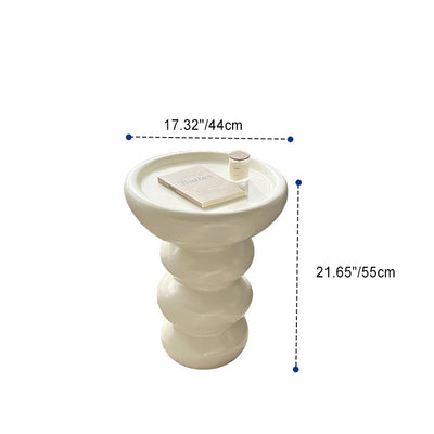 Table d'appoint moderne minimaliste avec base ovale en colonne, plateau en densité, bois de hêtre et fibre de verre pour le salon 