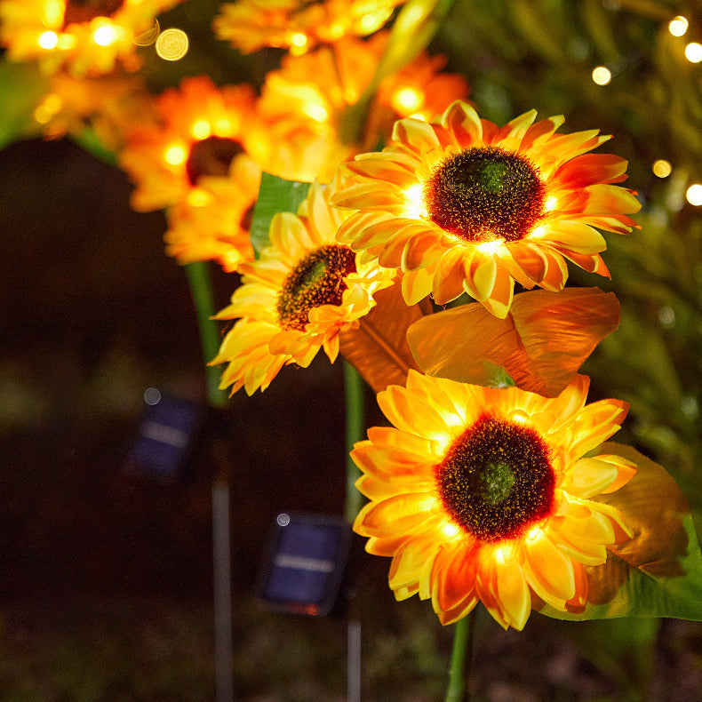 Lumière de jardin extérieure pour pelouse avec prise de terre à LED en acier inoxydable ABS sérigraphie tournesol créative contemporaine 