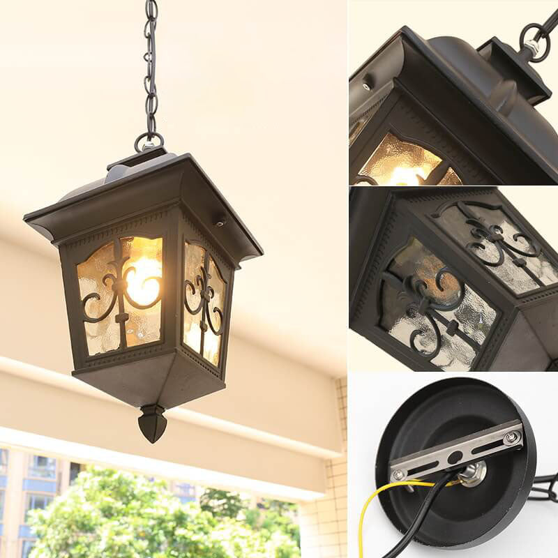 Outdoor Europäische Pfeilblume Laterne Aluminium Glas 1-Licht Wasserdichte Pendelleuchte 