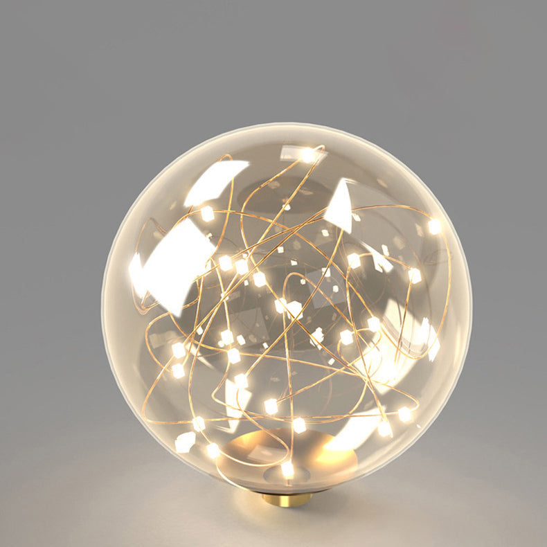 Moderner LED-Kronleuchter mit Eisenrahmen aus der Mitte des Jahrhunderts, Glasblase, für Wohnzimmer 