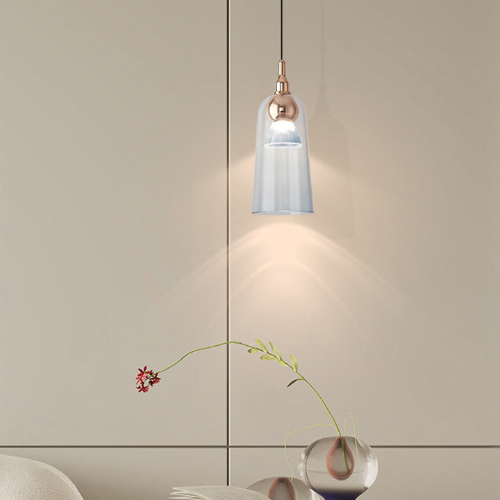 Zeitgenössische nordische Acryl-Cup-Shade-Aluminium-LED-Pendelleuchte mit Farbverlauf für Esszimmer 
