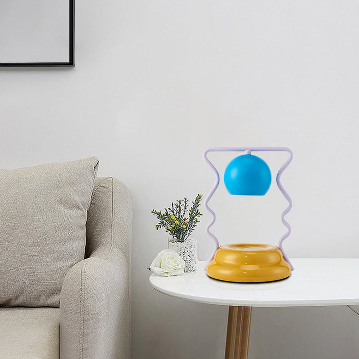 Lámpara de mesa de cera derretida de 1 luz con base de cerámica en forma de casa de hongo de hierro creativo contemporáneo para dormitorio 