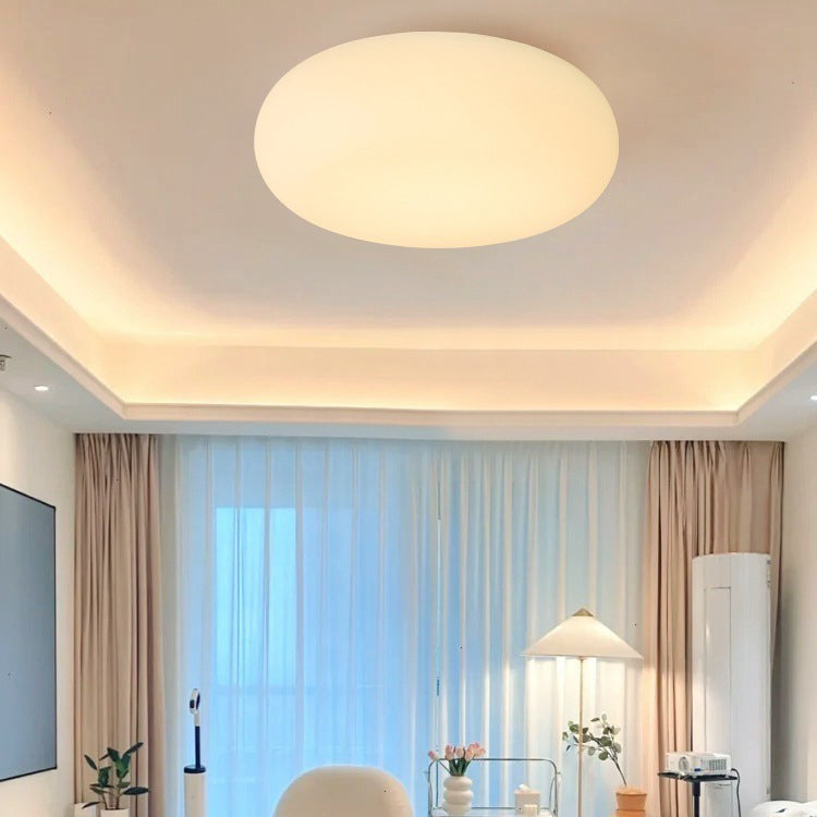 Modern Minimalist Oval Iron PE LED Flush Mount Ceiling Light For Bedroom