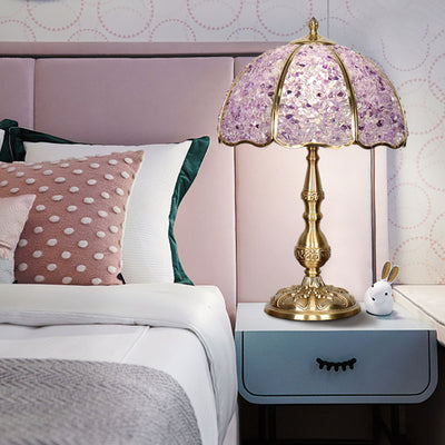Moderne Luxus-Halbkugel-Schirm Tischlampe aus Vollkupfer mit Kristall und 1 Licht für das Schlafzimmer 