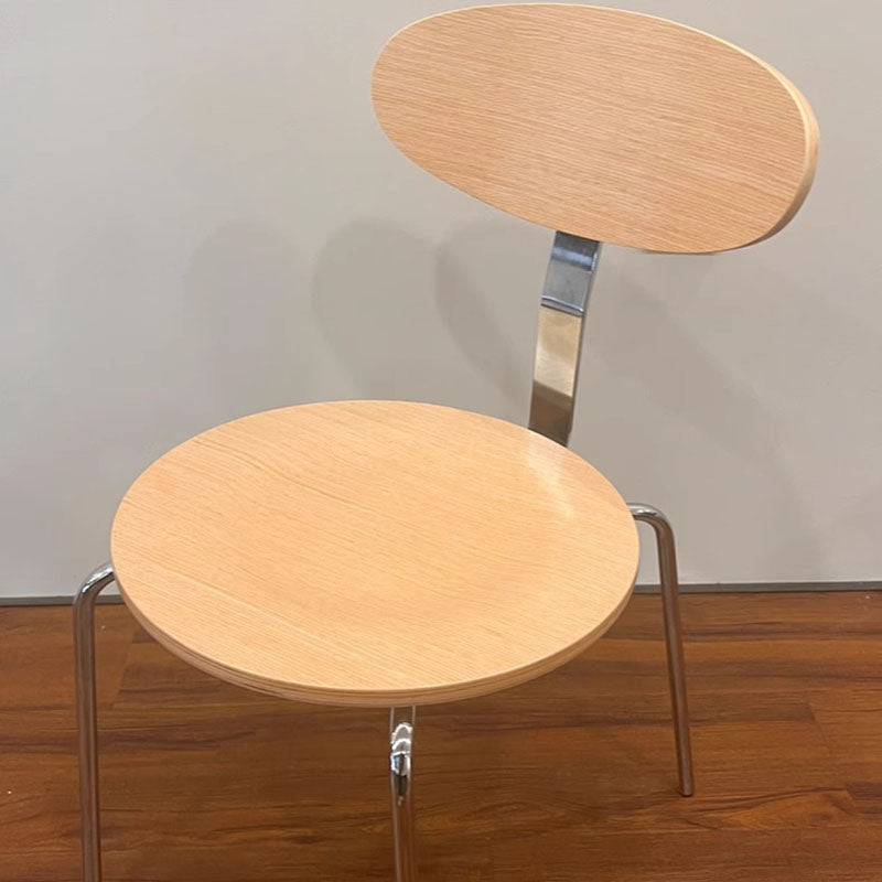 Chaise de salle à manger contemporaine en bois nordique en acier inoxydable avec dossier rond pour salle à manger 