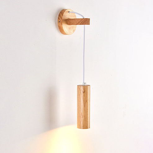 Nordic Modern Minimalist Long Strip Rubber Wood LED Wall Sconce Lamp