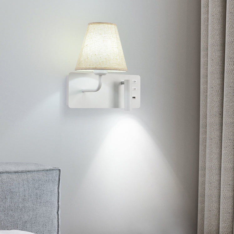 Moderne Einfachheit Eisen Aluminium Stoff Kegel 1-Licht Wandleuchte Lampe für Schlafzimmer 