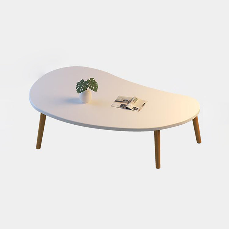 Mesa Auxiliar Moderna Minimalista Ovalada Curvada de Tablero de Densidad de Madera de 1 Nivel para Sala de Estar 