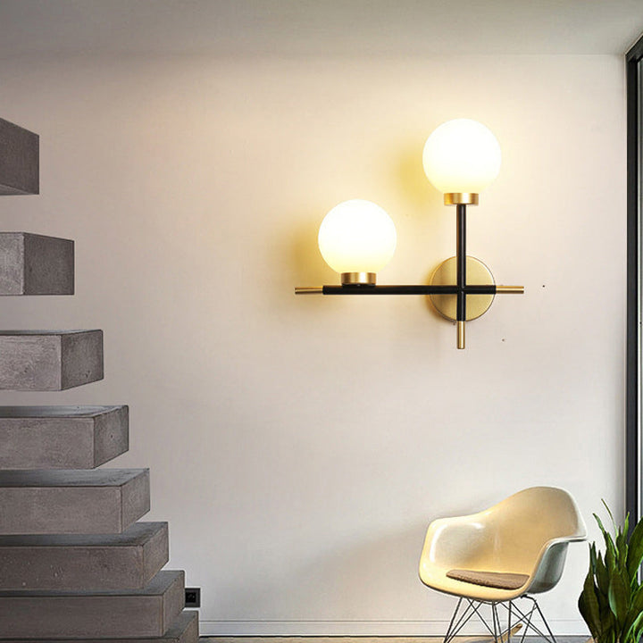 Zeitgenössische Einfachheit Eisen Magic Bean Molekularglas 2-Licht Wandleuchte Lampe für Wohnzimmer 