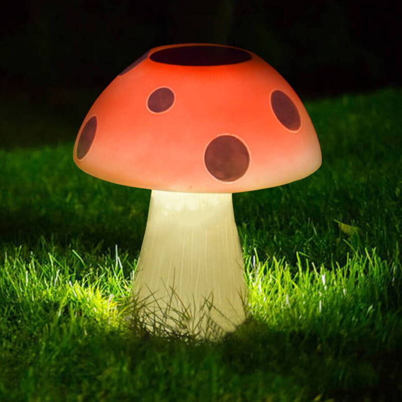 Luz de jardín solar LED de resina con forma de hongo impermeable para exteriores 