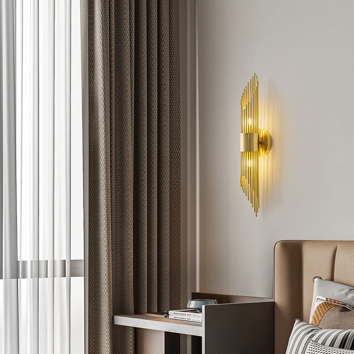 Applique Murale Moderne Minimaliste Cylindrique en Cuivre et Acrylique à 2 Lumières pour Chambre 
