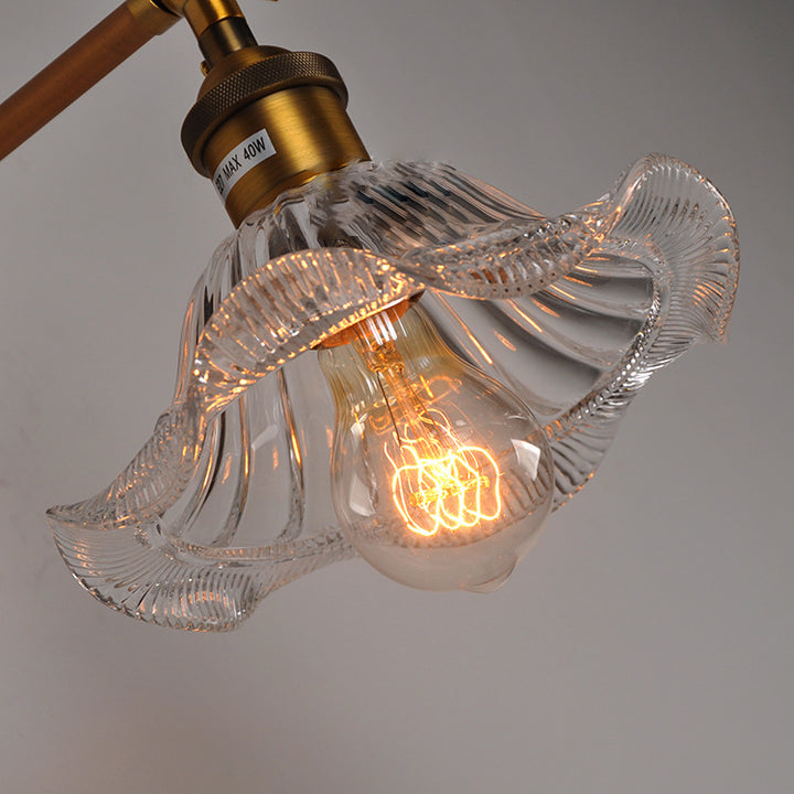 Moderne Retro Eisen Glas Blume 1-Licht Wandleuchte Lampe für Nachttisch 