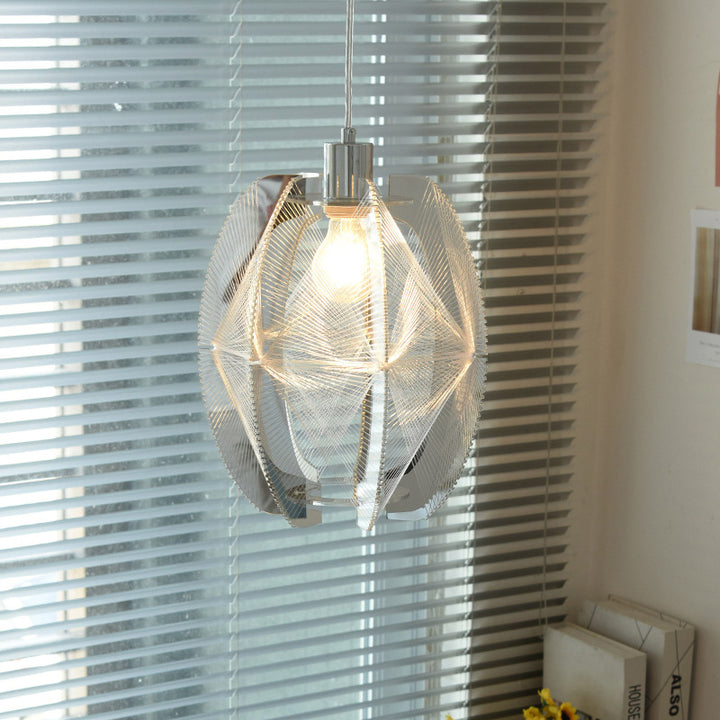 Zeitgenössische skandinavische Pendelleuchte mit fliegender Untertasse, kugelförmig, oval, Acryl, filigran, 1 Licht, für Wohnzimmer 