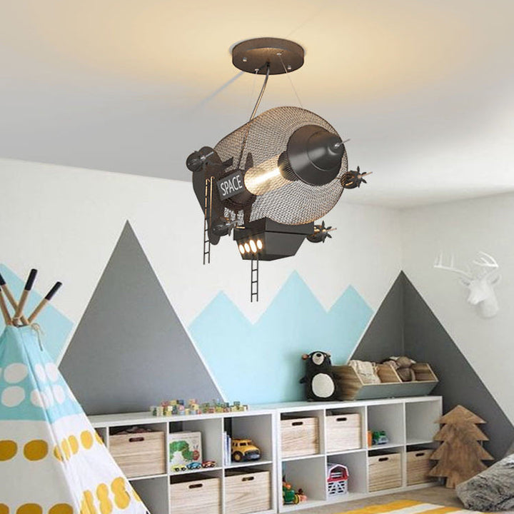 Moderne Art Deco Eisen Glas PVC Raumschiff LED Pendelleuchte für Schlafzimmer