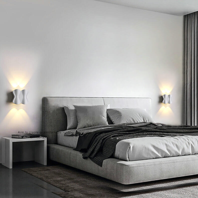 Lámpara Aplique de Pared Exterior LED de Aluminio en Forma de Onda Rectangular de Simplicidad Moderna para Patio Exterior 
