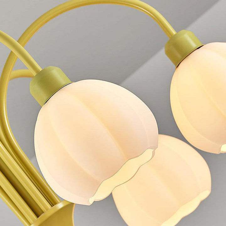 Moderner minimalistischer cremefarbener Kürbis-Kronleuchter aus Metall und Glas mit 4/6 Lichtern für das Wohnzimmer 