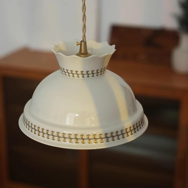 Moderne Einfachheit Keramik Schalenform 1-Licht Pendelleuchte für Wohnzimmer 