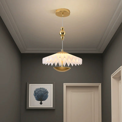 Modern Art Deco Pleated Round Acrylic Iron LED Chandelier For Living Room