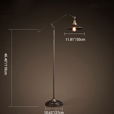 Contemporary Industrial Cylindrical Long Arm Iron 1-Light Standing Floor Lamp For Bedroom