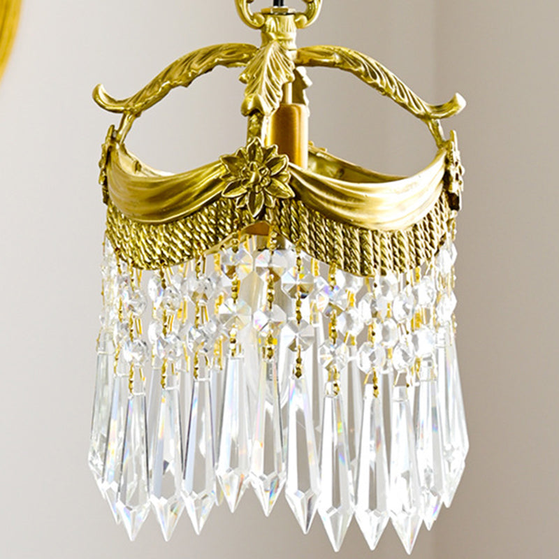 Vintage Luxus Kristall Kupfer Quaste 1-Licht Pendelleuchte