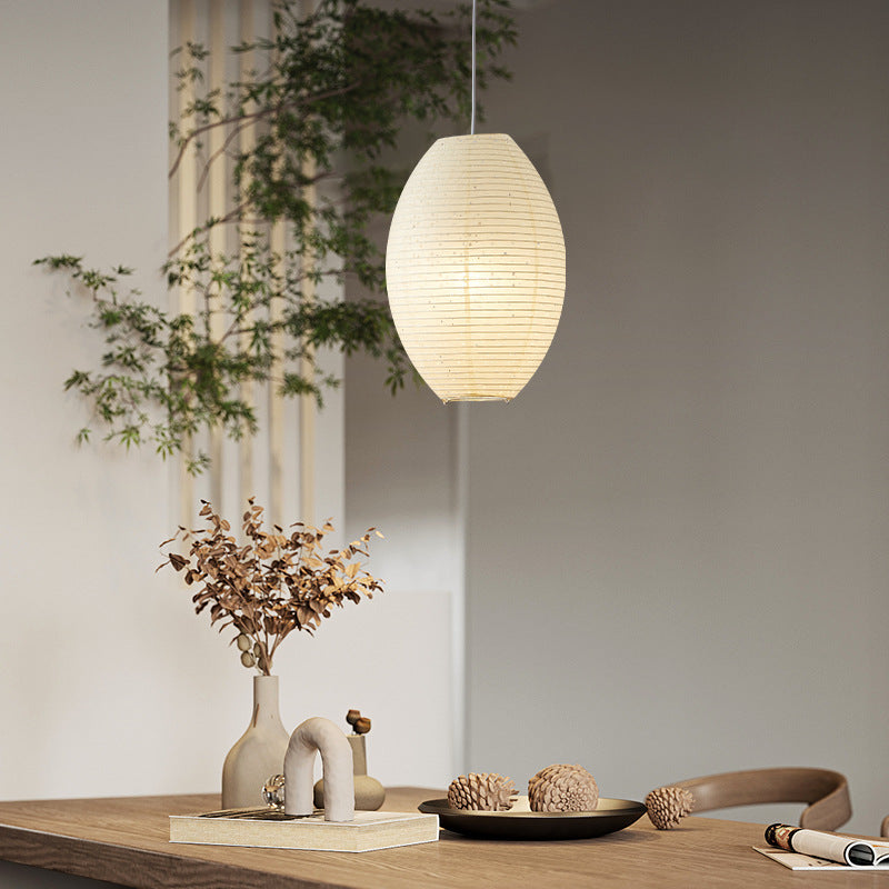 Traditionelle japanische elliptische Pendelleuchte aus Eisenpapier mit 1 Licht für Esszimmer 