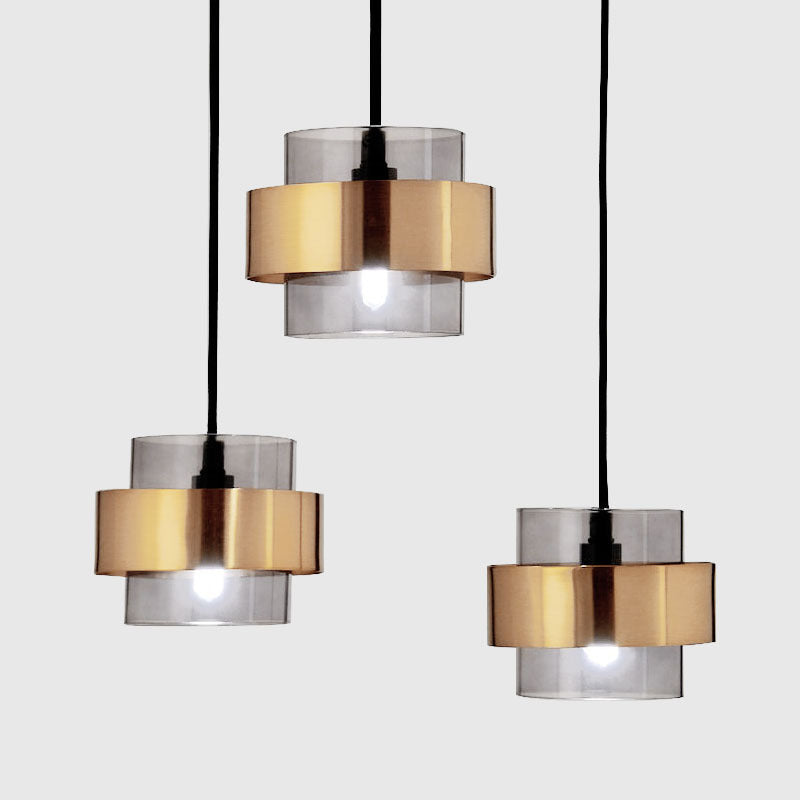 Zeitgenössische nordische runde Metallglas-Pendelleuchte mit 1 Licht für Wohnzimmer 