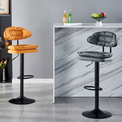Taburete de mostrador semicircular con respaldo y reposapiés de esponja SGS de tela de simplicidad moderna para cocina 