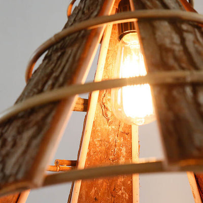 Moderne kreative minimalistische Rattan Grobe Rinde Horn 1-Licht Pendelleuchte 